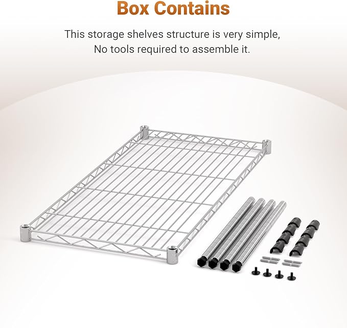 Simple Deluxe 1-Tier Shelving Unit, 29.92" W x 13.78" D x 14.96" H Steel Organizer Wire Rack, Chrome