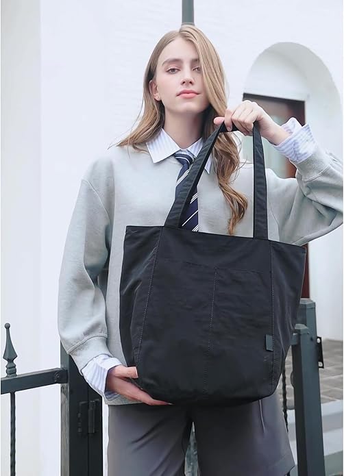 Barsine Tote Bag for Women Unisex Lightweight Nylon Totes Purses and Handbags Large Casual Shoulder Hobo for Travel Gym