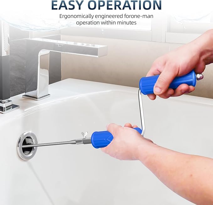 Drain Snake, Drain Auger with Drill Attachment, 16.4 Feet By 6MM Plumbing Snake Auto Feed Flexible Hair Drain Clog Remover for Kitchen, Bathrom and Shower Sink