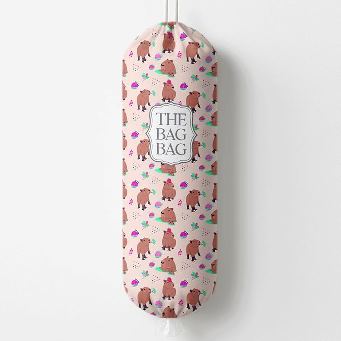 The Bag Bag Grocery Bags Holder, Capybara Plastic Bags Holder for Shopping Sack, Reusable Hanging Trash Sack Dispenser, Wall Mount Plastic Sacks Storage Container Dispenser