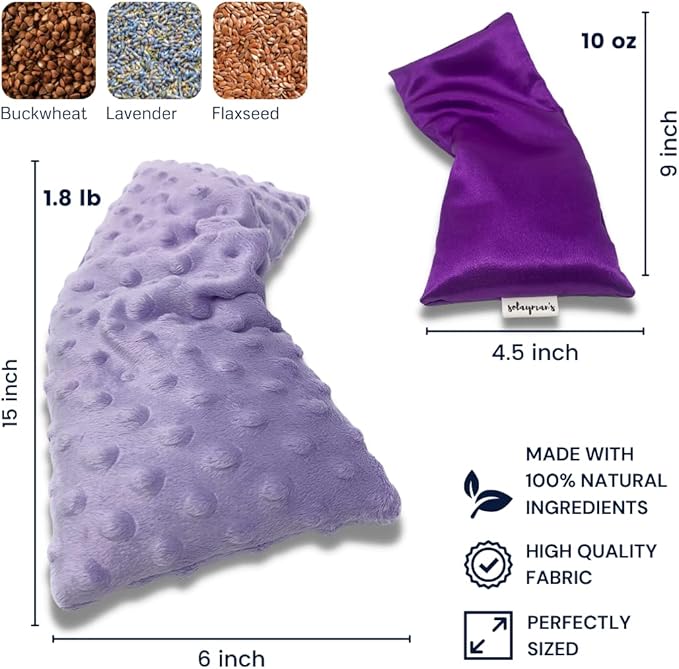 Microwavable Heat Pad & Eye Pillow - Gift Set - Lavender Scented Eye Pillow & Microwave Heating Pad Great Gifts for Women, Mom to Be Gift- Aromatherapy Sleeping Eye Mask for Yoga Headache Pain Relief