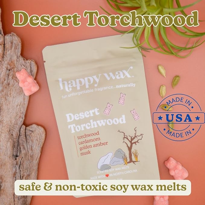 Happy Wax Wanderlust Collection Scented Natural Soy Wax Melts – 6 Total Oz. of Scented Wax Melts, Collection Includes Palo Santo, Desert Torchwood, and Moonshadow