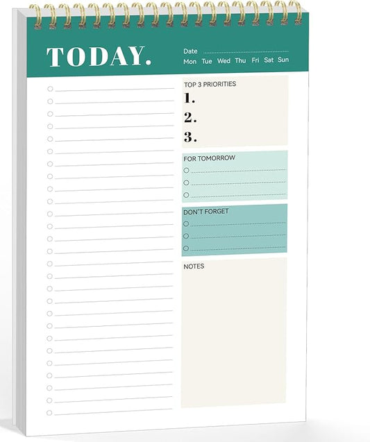 Forvencer To Do List Notepad with 52 Sheets (6.5 x9.8), To Do List Notebook for Work, Undated Daily Planner Organizer for Tasks Checklist & Goal Planning, To Do List for Office, School, Green Block