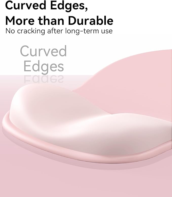 eulps Mouse Pad with Gel Wrist Rest, Ergonomic Comfortable Computer Wrist Support for Laptop, Pain Relief Mousepad with Non-Slip PU Base for Office & Home (Pink)