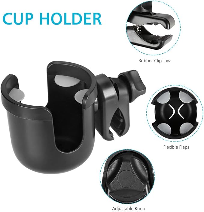 Accmor Stroller Cup Holder, Universal Cup Holder for Uppababy Nuna Doona Strollers, Bottle Drinks Holder for Wheelchair, Walker, Bike, Scooter