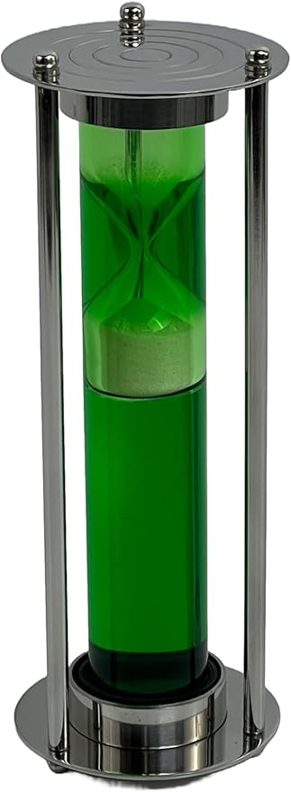 5 Minute Brass Sand Timer with Nickel Finish – Vintage Hourglass for Desk, Home, Office, Meditation & Décor | Antique Sand Clock (21 cm)