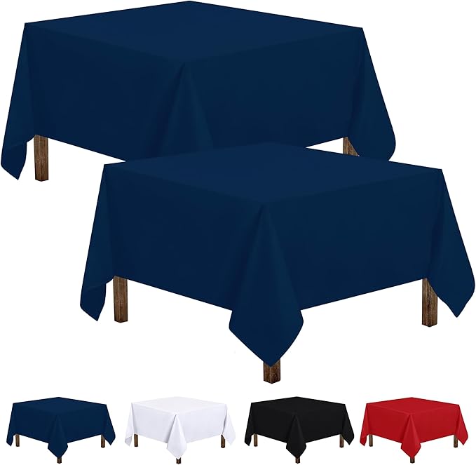 Utopia Kitchen Rectangle Table Cloth 2 Pack (54x54 Inches, Navy Blue), Machine Washable Polyester Table Cover for Dining, Buffet Parties, Picnics, Events, Weddings and Restaurants