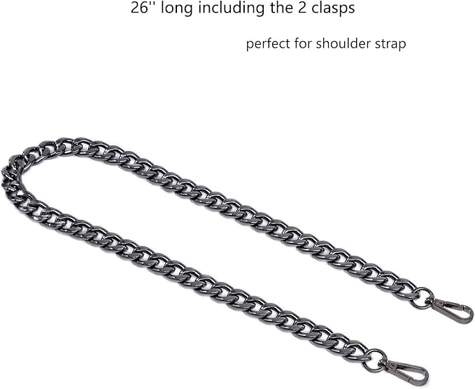 Xiazw Medium Size Fabulous Metal Shoulder Crossbody Purse Strap Replacement Bag Chain Accessories (26'', Black)
