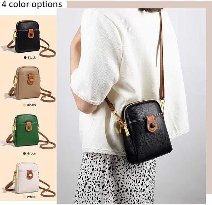 Mudono Small Crossbody Bag for Women Genuine Leather Cell Phone Purse Lightweight Shoulder Bag Vintage Daily Wallet Bag