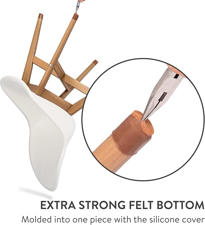 Aneaseit Chair Leg Floor Protectors - 16 pcs Brown - Felt Bottom Silicone Pads for Hardwood Floors & Furniture Feet - Rubber Caps for Chairs - Medium