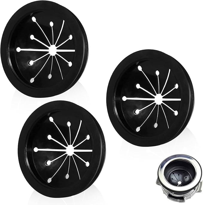 Kitchen Garbage Disposal Rubber Drain Insert,3pcs Garbage Disposal Cover,3 Inch Garbage Disposal Splash Guard,Disposal Splash Guard,Kitchen Sink Rubber Drain Guard, Black, FY616SCFJZ-1
