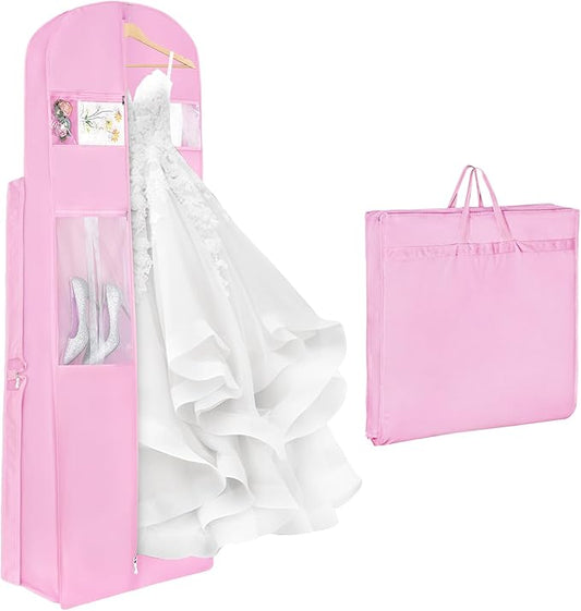 Zilink 72" Wedding Dress Garment Bag Bridal Gown Garment Bag Wedding Dress Travel Bag with 12”Gusseted and Accessory Pockets for Wedding Dress, Puffy Gowns [Upgraded Version]