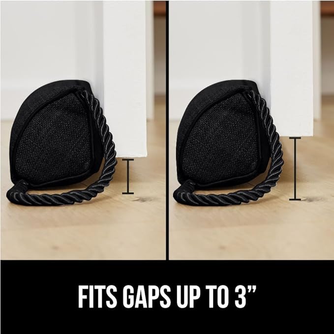 GORILLA GRIP Door Draft Stopper for Bottom of Doors, Sweep Weather Stripping Seal Noise, Cold Air Blocker, Soundproofing, Warmth Sealer, Easy Install Gap Filler, Home Essentials, 32 Inch, Black
