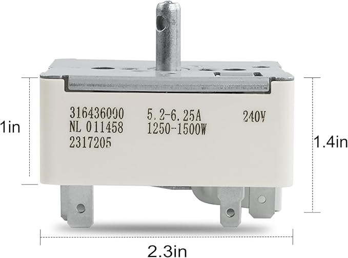 316436000 316021500 Surface Burner Control Switch Fits Frigidaire 6 Inch Range Surface Element Control Switch Replacement Replace Model: 1155394, EA1145039, PS1145039, AH1145039, AP3890378