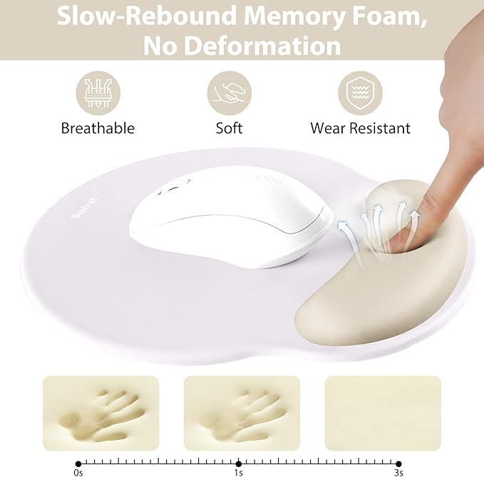 Mouse Pad and Keyboard Wrist Rest, 3-in-1 Gel Memory Foam Ergonomic Mouse Pad with Wrist Rest Set, Gaming Mousepad Arm Cushion Support for Computer Office Desk Accessories Cute Setup,Khaki