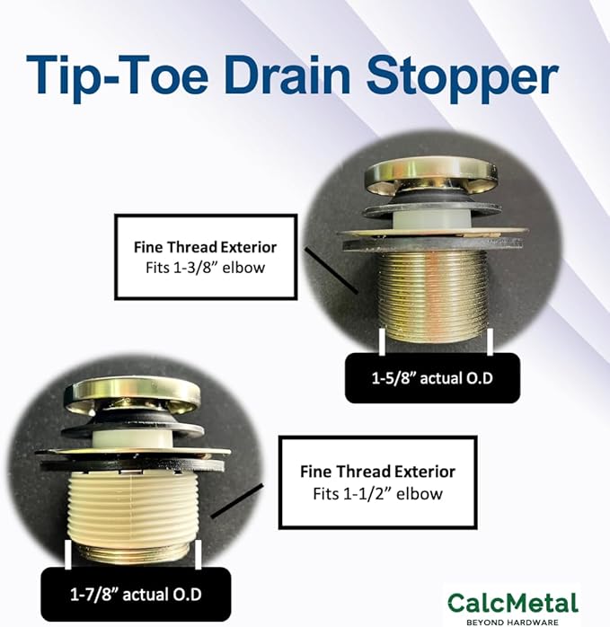 Tip-Toe Bathtub Drain Stopper with ABS Plastic Bushing, Fits in 1-1/2 Inch or 1-3/8 Inch Inner, Easy to Install, Satin Nickel