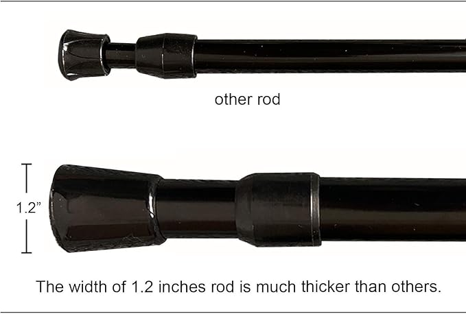 Shower Curtain Rods Tension Spring Adjustable Rod 41-77 Inches, Black