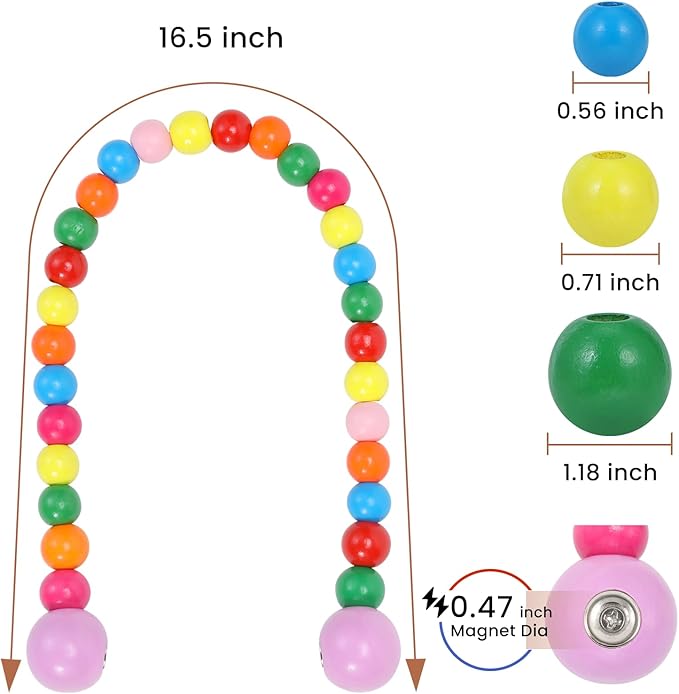 KLOGTSIND Magnetic Curtain Tiebacks, Curtain Tie Backs for Curtains 6 Pack, Wood Bead Curtain Tiebacks, Curtain Holders for Boho Bedroom Decor, Baby Nursery Decor, Farmhouse Décor