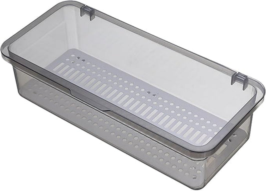 Silverware Organizer with Lid Transparent Flatware Tray Cutlery Drawer Organizer Flatware Storage Box Kitchen Utensil Container
