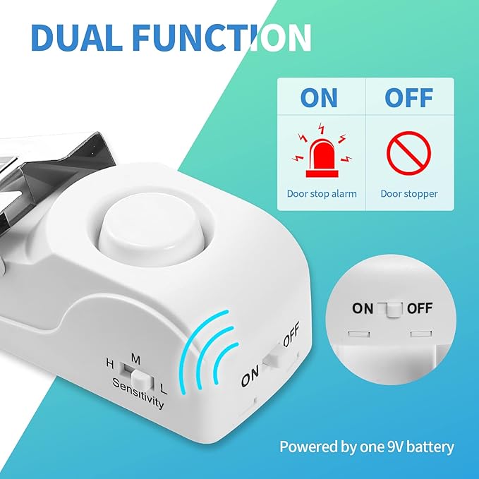 Door Stop Alarm, Door Stopper with 120DB Security Alarm, Floor Wedge Doorstop for Travel Apartment Home House (Pack of 2)