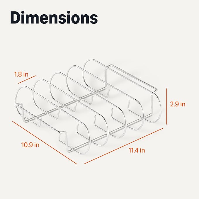 Amazon Basics Stainless Steel Rib Rack for Smoking and Grilling, Holds up to 4 Full Racks, Dishwasher-Safe BBQ Accessory, Silver, 1-Pack