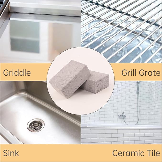 HATOKU 8 Pack Grill Brick & Griddle Stone Cleaning Block, Pumice Stone for Cleaning Oven, Stove, BBQ Grill, Commercial Grade Cleaner for Cookers, Frying Pans, Racks, Flat Tops