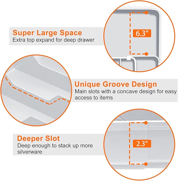 Expandable Silverware Drawer Organizer - 7 Compartments BPA-Free Kitchen Utensil Tray, Adjustable 12.6”×9.5" to 19"×15.2", Cutlery Drawer Organizer, Gray