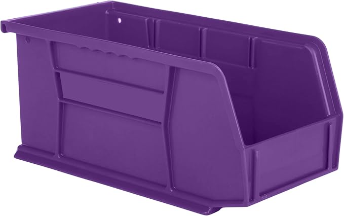 Hudson Exchange 11" x 5-1/2" x 5" Plastic Stackable Storage Bin and Hanging Container (Purple, 1 Pack)