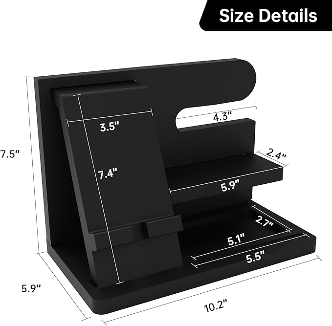 Gifts for Men Desk Organizer Wooden Phone Docking Station Key Wallet Holder Watch Organizer Men Birthday Gifts for Dad Birthday Gift Nightstand Organizer