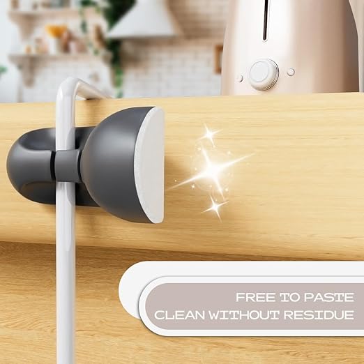 USB Cable Organizer Clips Cord Holder, 8 Packs (5-Slots) White Self Adhesive Desk Cord Cable Management