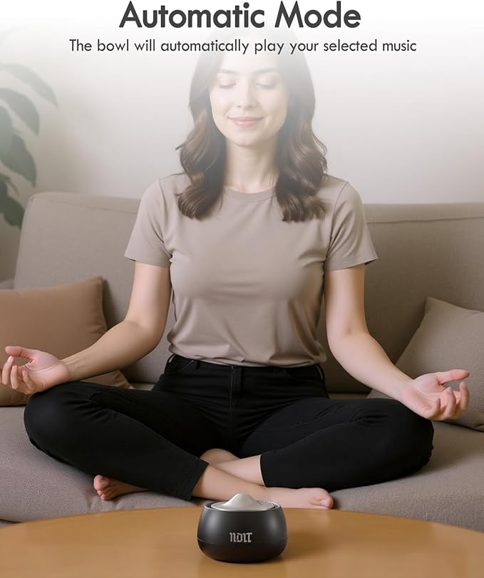 Portable Electronic Tibetan Singing Bowl, 8 Healing Frequencies (396-963Hz), Auto/Manual Mode, Vibration & Timer - USB-C Rechargeable Meditation Device for Yoga, Relaxation, Reiki, Best Gift Choice