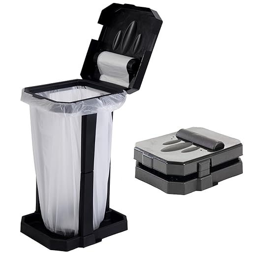 HolaKit Collapsible Trash Bag Holder with Reinforced Legs and Bonus Inner Storage Compartment, Portable Trash Can, Outdoor Waste Bin with 20 Bags Included for Camping, RV, Picnic, and Home Use