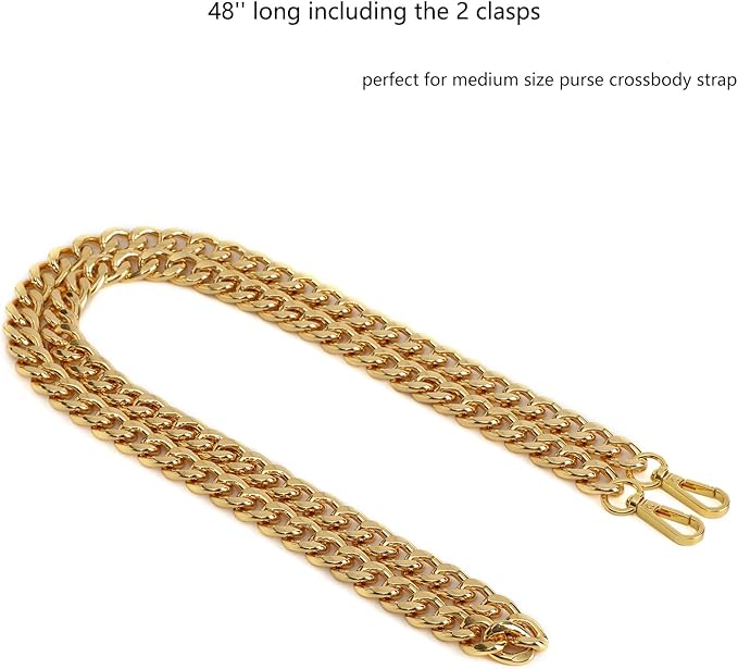 Xiazw Medium Size Fabulous Metal Shoulder Crossbody Purse Strap Replacement Bag Chain Accessories (Yellow Gold,48'')