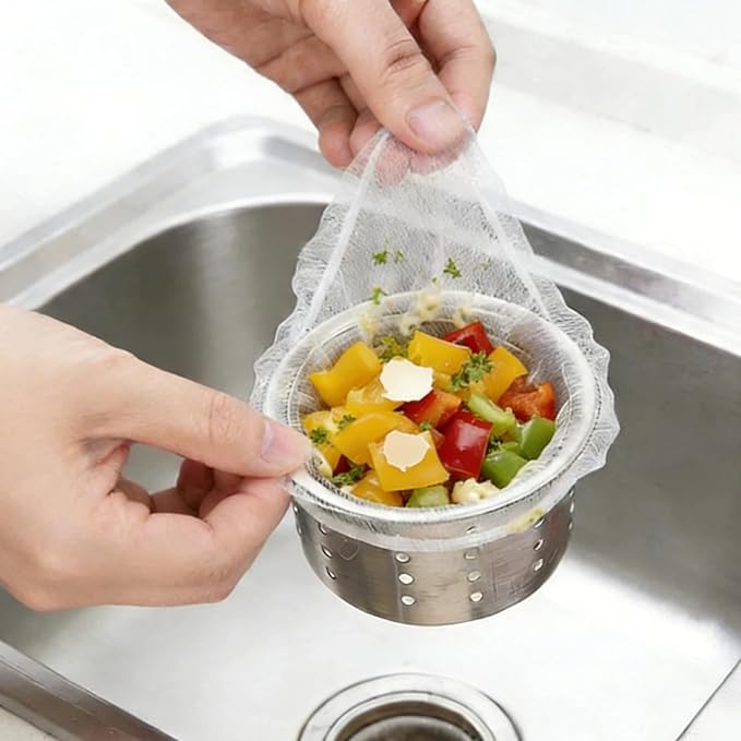200Pcs Disposable Kitchen Sink Strainer Mesh Bags, Elastic Anti-Clogging Sink Drain Covers, Food Waste Debris Catcher, Fits Most Sink Strainers
