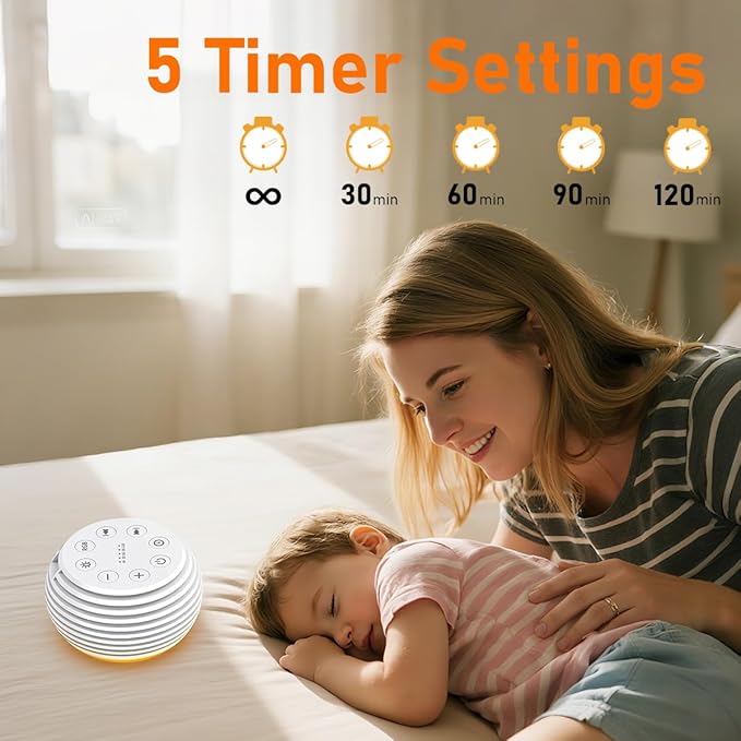 SleeZOO Portable Sound Machine White Noise Machine Sleep Machine with 30 Soothing Sounds 32 Volume Levels 5 Timers 12 Lights Memory Function Rechargeable for Baby Kids Adults and Home Office Travel