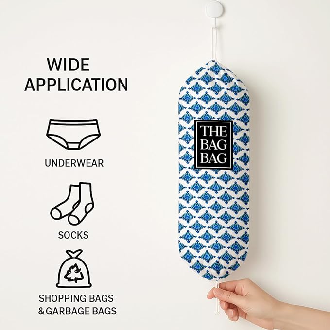 The Bag Bag Grocery Bags Holder, Rustic Organizer For Shopping Sack, Wall Mount Grocery Sack Storage Container Dispenser, Reusable Hanging Plastic Sacks Dispenser, Gift for Female Family and Friends
