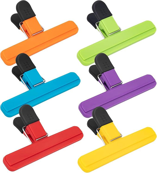 Chip Clips, 6 Pack Large Food Clips, Snack Bag Clip, Plastic Heavy Duty Seal Grips for Food Storage, Home, Office and More(6 x 3.5 Inch)
