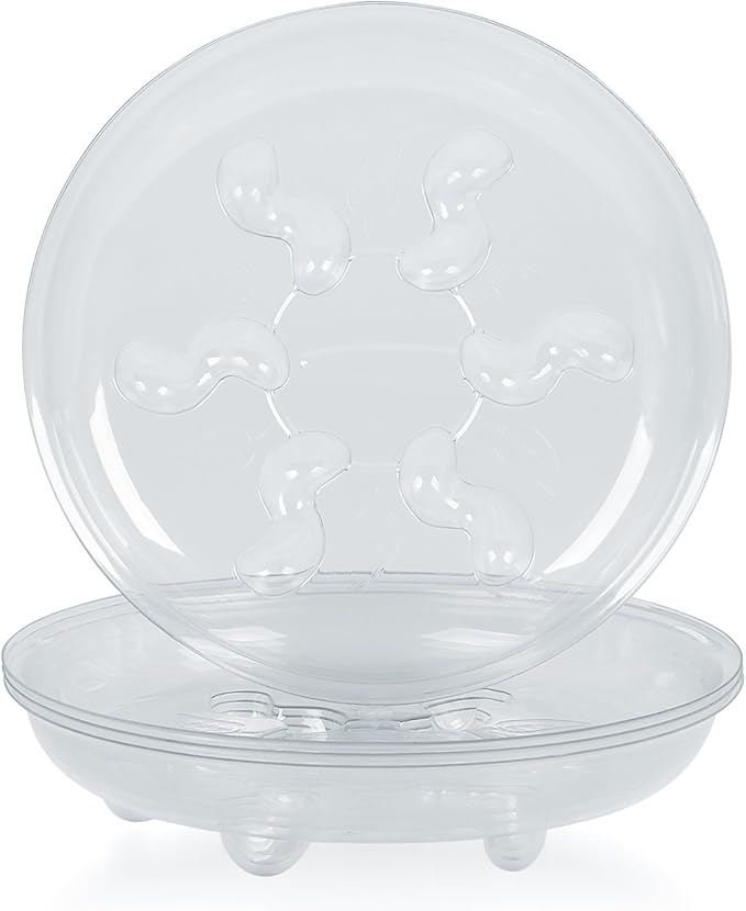 Idyllize 5 Pieces of 8 inch Clear Thick Plastic Heavy Duty Plant Sturdy Saucer Drip Trays for pots (8")