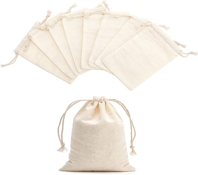 Tendwarm 20 Pack 3x3.9 Inch Mini Size Cotton Drawstring Bags Reusable Muslin Sachet Bag for Party Wedding