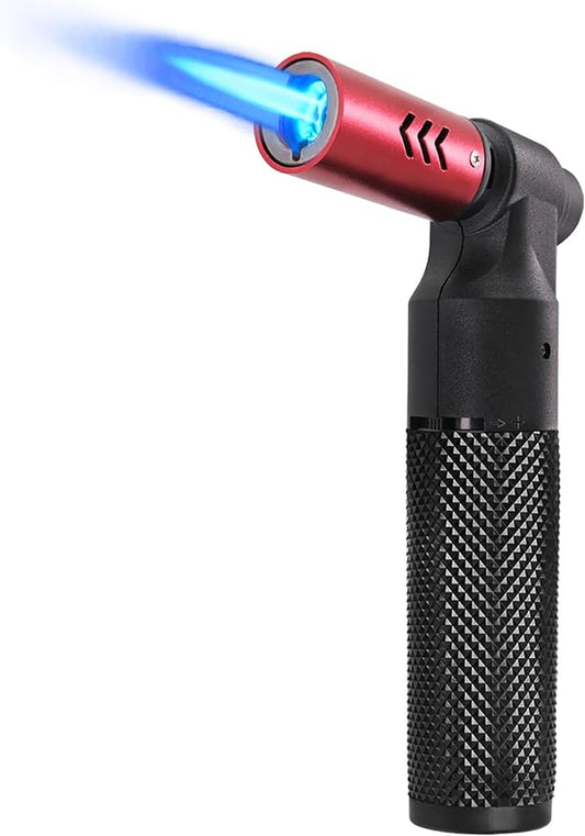 Luxgaze Butane Torch Kitchen Torch Lighter Refillable Big Jet Flame Mini Blow Torch Portable Crème Brulee Torch for Camping Grill Culinary Soldering Cooking Welding BBQ(Gas not Included) Red