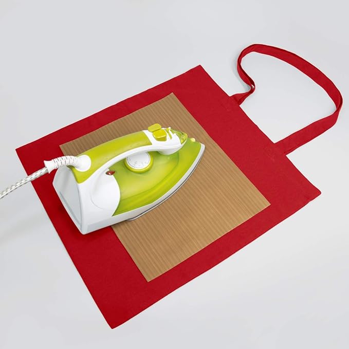 NPBAG 5 Pack 15'' X 16'' Red Cotton Tote Bags, Lightweight Blank Bulk Cloth bags with 1pc of PTFE Teflon Sheet