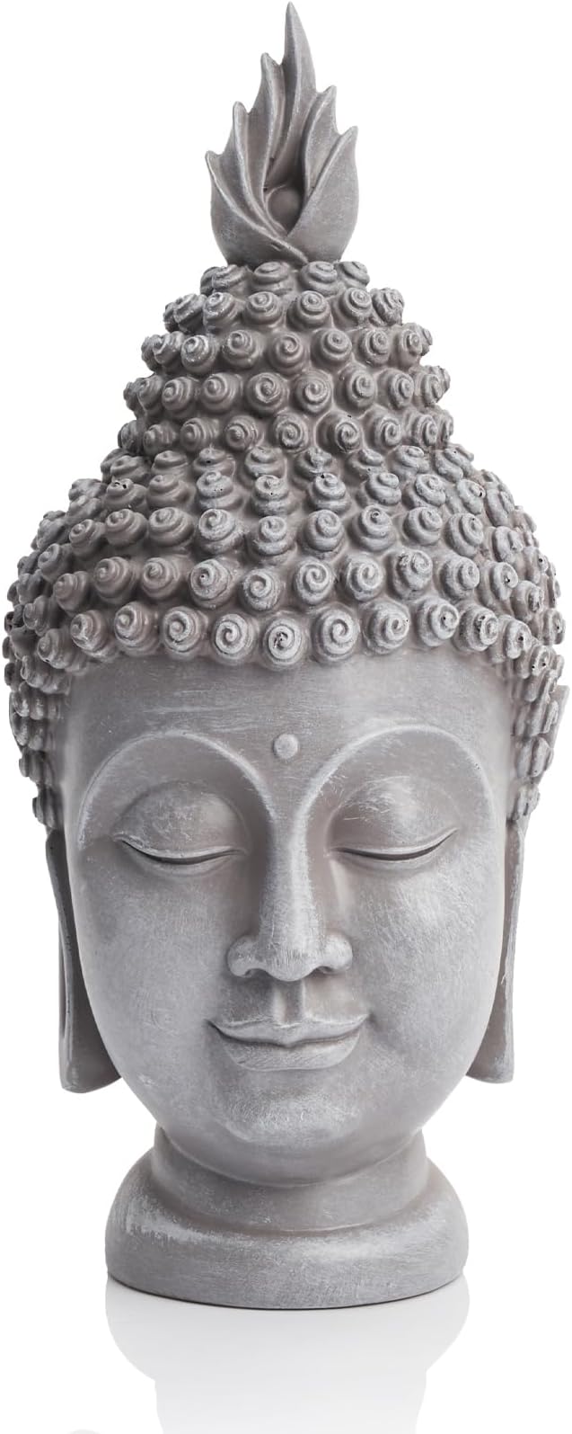 Buddha Head Statue Zen Meditation Decoration, 11 inch Resin Stone Gray Buddha Head Statue for Buddhist Spiritual Altar Decoration Buddhism Gifts