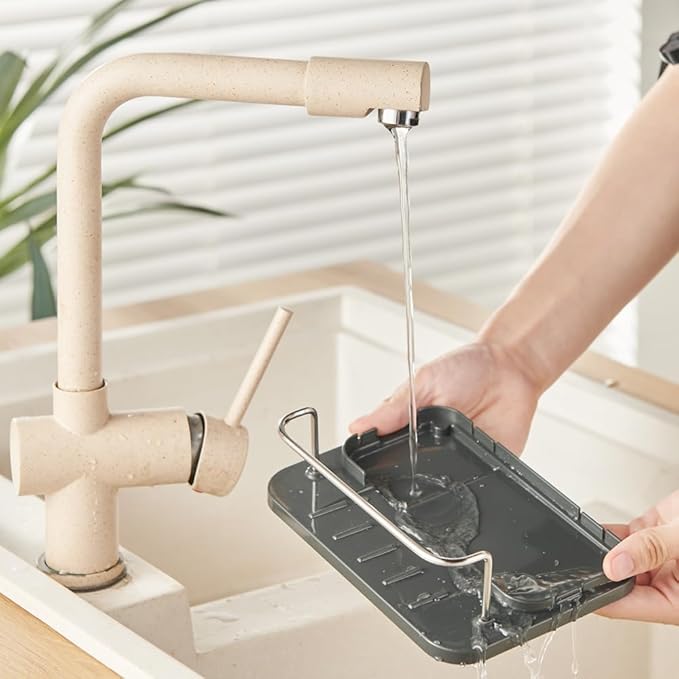 Dish Soap Dispenser 3-in-1 Sponge Holder for Kitchen Sink Stainless Steel, Rustproof