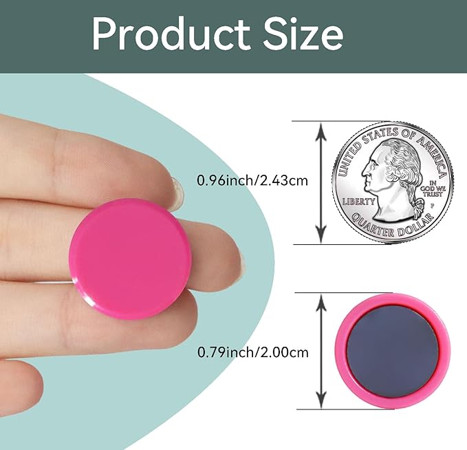 Fridge Magnets, 20PCS 10 Colors Strong Small Heavy Duty Magnets - Mini Round Refrigerator Magnets for Whiteboard Kitchen Office - Cute Decorative Magnet for Locker Classroom Home Organization