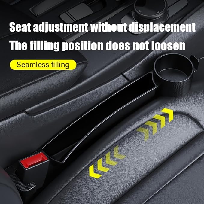 Car Seat Seat Filler 2-Piece Set to Fill the Void Between the Seat, Seat Blocker to Prevent Items from Dropping, 4-in-1 Multifunctional Water Cup Holder Hook, Large Capacity Storage, Universal for SUV, Sedan, Truck