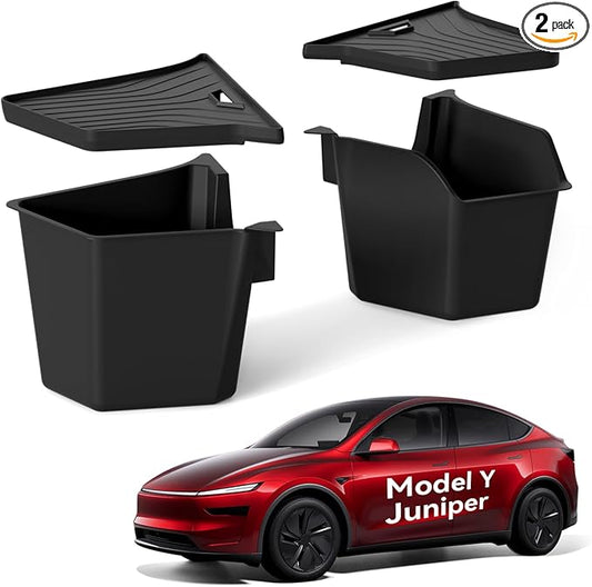 VIHIMAI for Tesla Model Y Juniper Accessories (2025-2026) Trunk Storage Bins,Rear Trunk Organizer TPE Waterproof Trunk Storage Bins Side Box with Lids for Tesla Interior Accessories