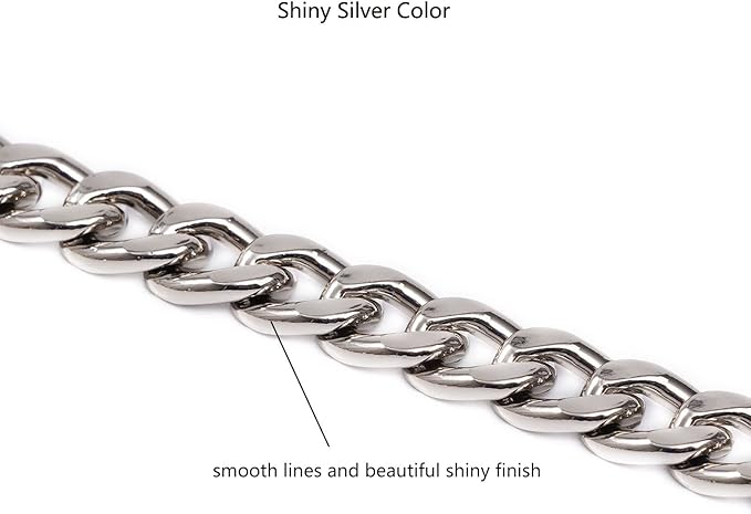 Medium Size Fabulous Metal Shoulder Crossbody Purse Strap Replacement Bag Chain Accessories (48‘’, Silver)