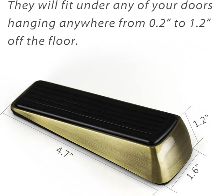 2 Pack Door Stop - Heavy Duty Door Stopper - Wedge Holds Doors Firmly and Doesn't Budge - Made of Rubber and Zinc Alloy, for Home Premium Door Stopper and Office, Works on All Door (Bronze Tone)