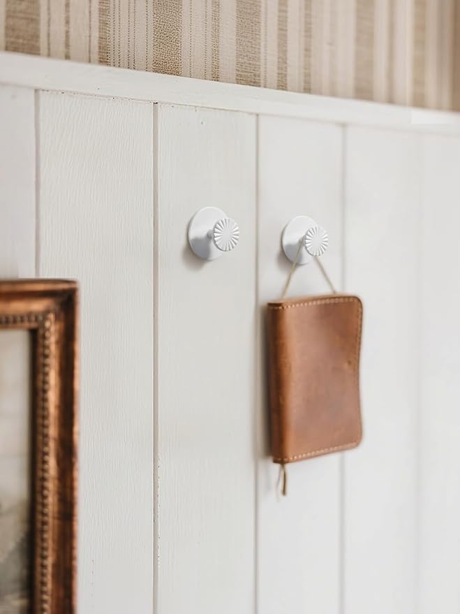 JIASENBAO 2 Pack Adhesive Coat Hooks for Bathrooms White Wall Robe Towel Hooks for Hanging Kitchen Decorative Heavy Duty Zinc Alloy