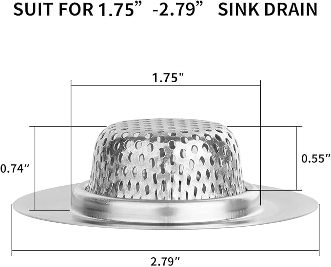 Ohtomber 2PCS Bathtub Drain Strainer - 2.79 inch Bathtub Floor Shower Hair Drain Catcher Cover, Stainless Steel Bathroom Sink Strainer Filter Basket for Bathroom Sink, Wash Basin